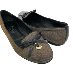 BROWN’S Couture Women's METALLIC Bronze Sparkle Glitter Ballet Flats